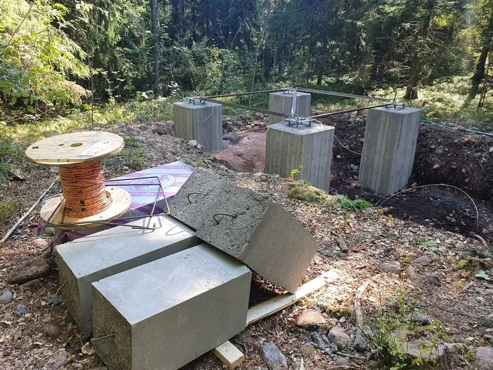 Betongfundamenter i skogsterreng
