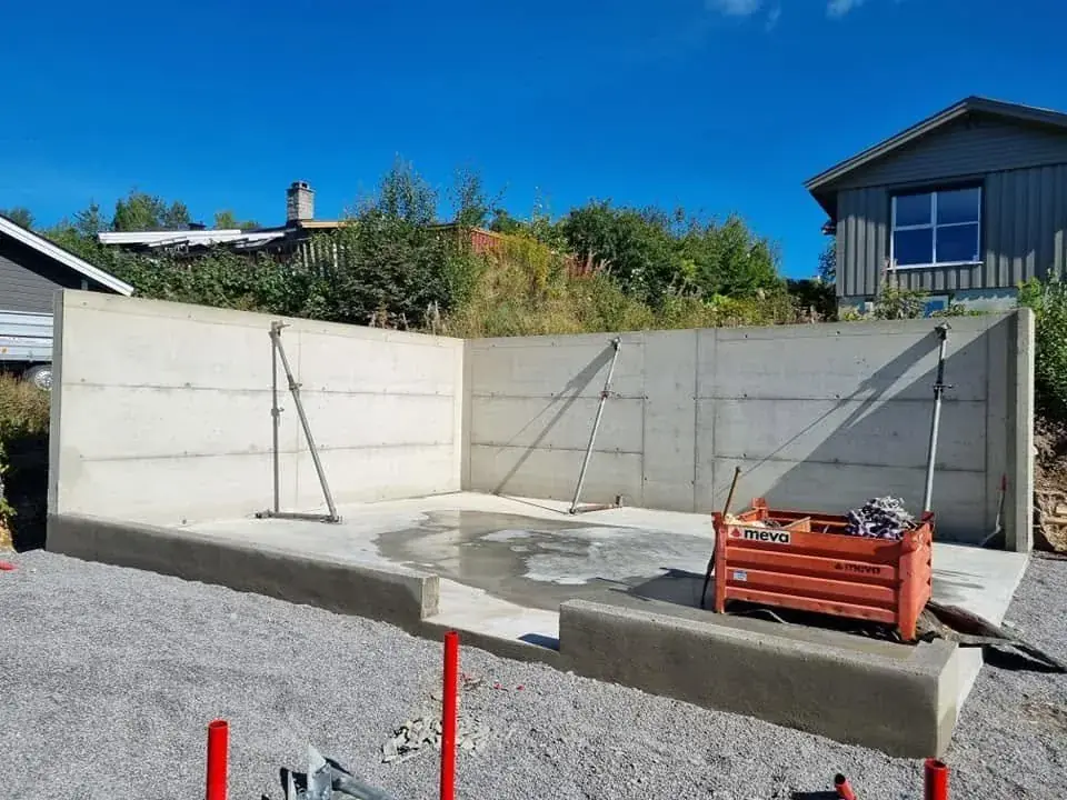 Støpt grunnmur i betong